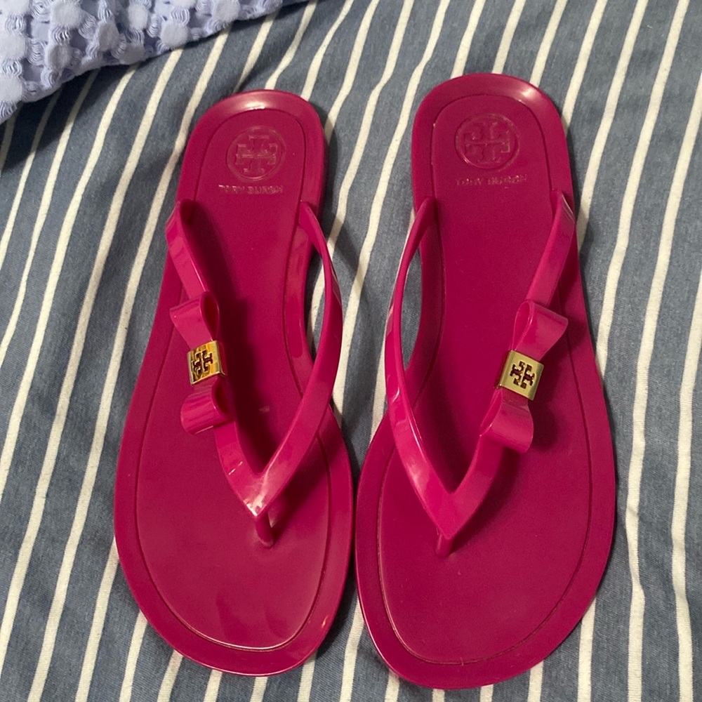 Tory Burch Michaela Bow Jelly Flip Flops size 7